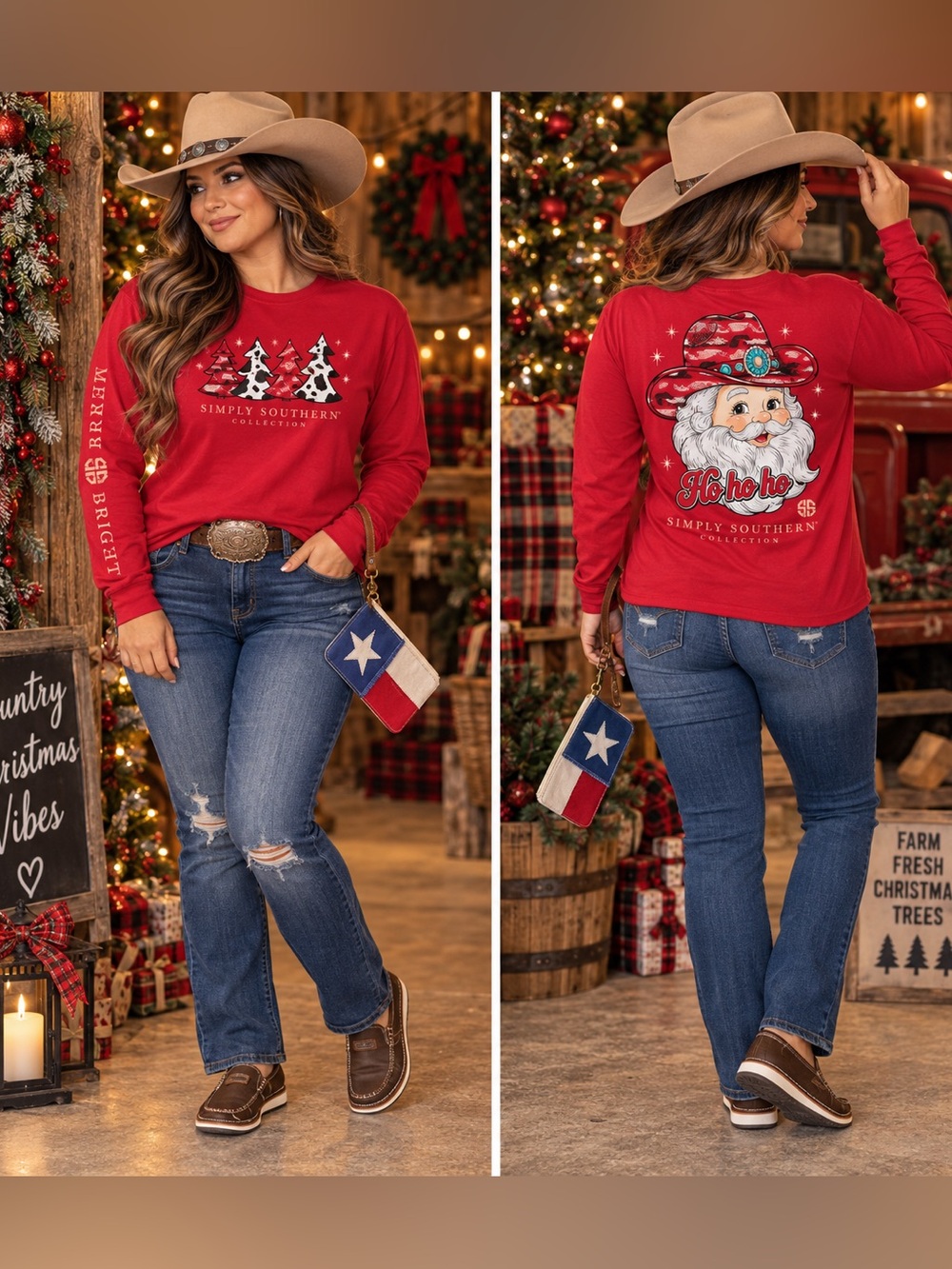 Simply Southern Red Holiday Graphic Long Sleeve Women’s Tee